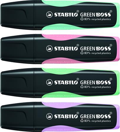 Zvýrazňovač, 2-5 mm, STABILO "Green Boss Pastel", 4 rôzne farby 1