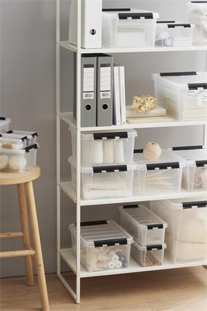 Úložný box, plastový, 3,5 l, čierne úchytky, SMARTSTORE "Classic 4", priehľadný 6