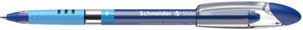 Guľôčkové pero, 0,3 mm, s vrchnákom, SCHNEIDER "Slider F", modré 4