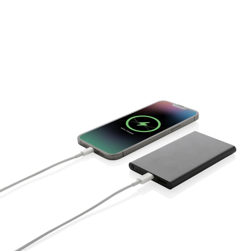 Powerbanka 4000mAh s USB C z RCS recykl. plastu a hliníka čierna 2