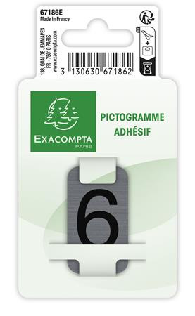 Informačná tabuľka, samolepiaca, 2,5x4,4 cm, hliníkový vzhľad, EXACOMPTA, č. 6 2