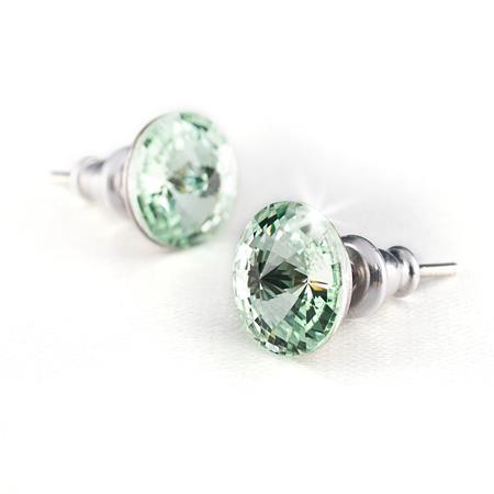 Náušnice, so SWAROVSKI® krištáľom, jablkovo zelená, 8mm, ART CRYSTELLA 1