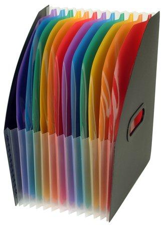 Zakladač, harmonikový, PP, 12 diely, VIQUEL, "Rainbow Class", čierny 2