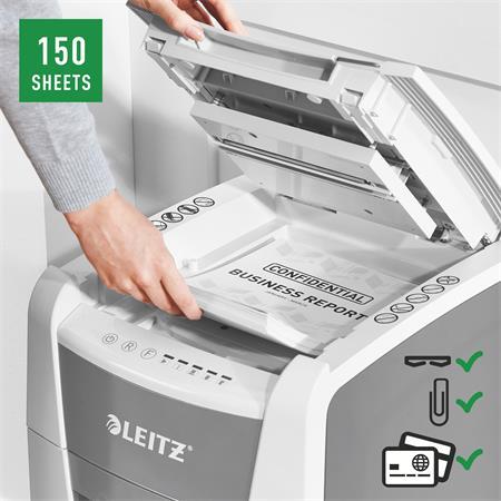Skartovací stroj, konfetti, 150 listov, LEITZ "IQ AutoFeed Office 150 P4 Pro" 5