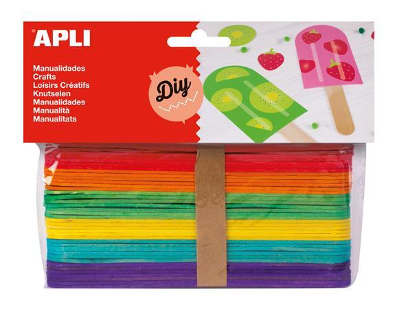 Špajgle, drevené, jumbo, APLI "Creative", mix farieb 1
