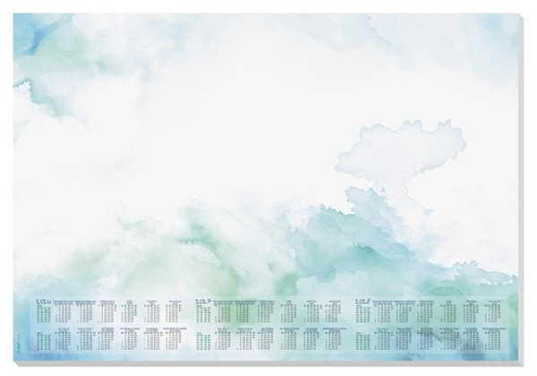 Podložka na stôl, 595x410 mm, trojročné a týždenné kalendárium, SIGEL "Watercolor Sea" 1
