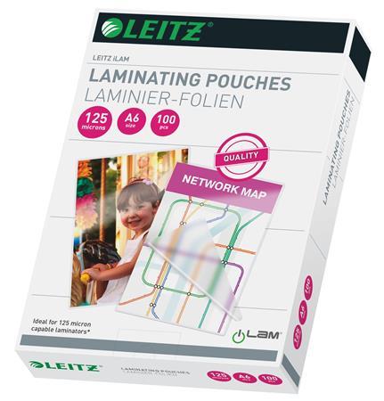 Laminovacia fólia, 125 mikr., laminovateľná za tepla, A6, lesklá, LEITZ "iLam" 1