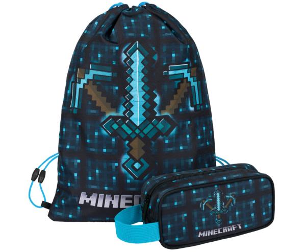 MINECRAFT SET 2 Blue Axe and Sword: peračník, vrecko
