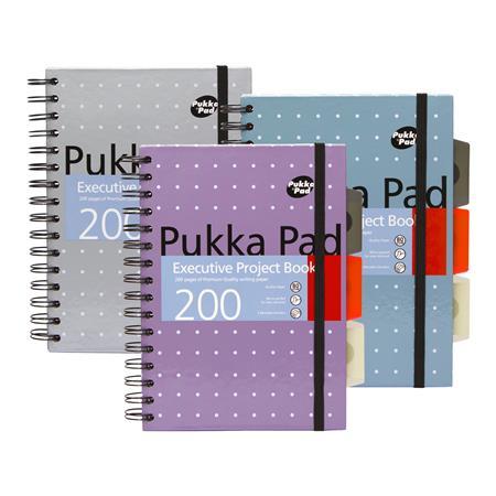 Špirálový zošit, A5, linajkový, 100 listov, PUKKA PAD "Metallic Project Book", mix farieb 1