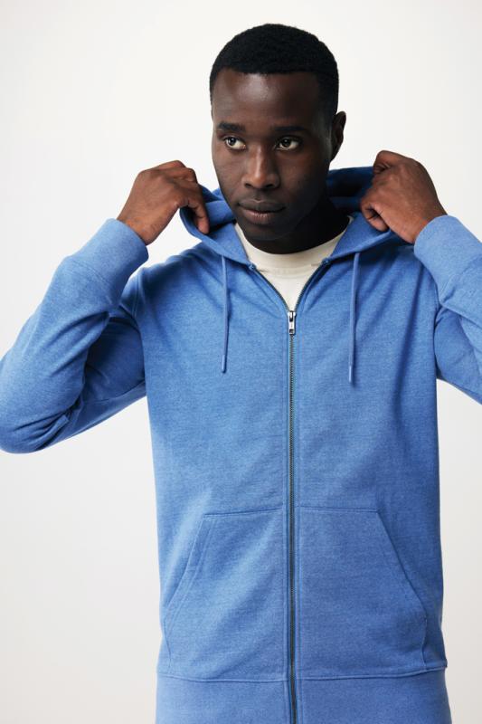 Mikina na zips s kapucňou IQONIQ Abisko z recykl. bavlny heather blue XL 15