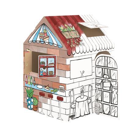 Kartónový domček, vyfariteľný, FELLOWES "BANKERS BOX® Playhouse", maškrty/jedlá, mix vzoro 2