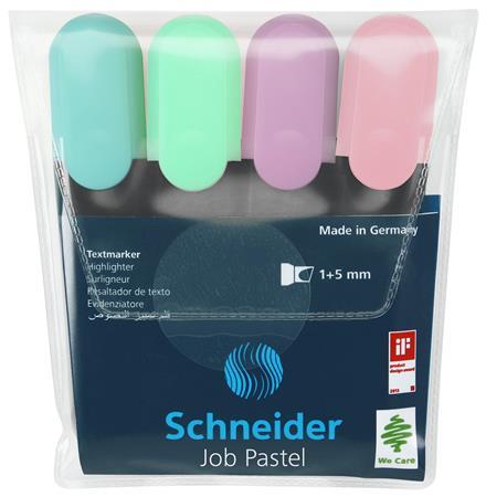 Zvýrazňovač, sada, 1-5 mm, SCHNEIDER "Job Pastel", 4 rôzne pastelové farby 2