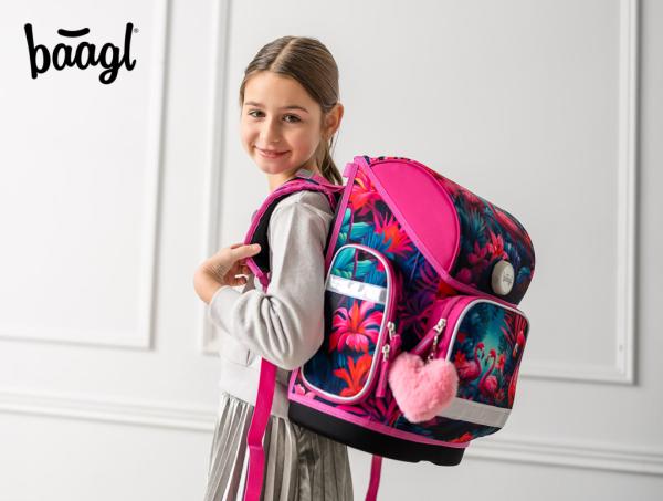 BAAGL Školská aktovka Ergo Plameniaky 14