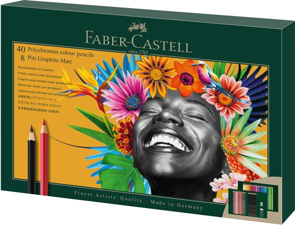 Farebné a grafitové ceruzky, sada, FABER-CASTELL "Polychromos & Pitt Graphite Matt" , 50 k 1