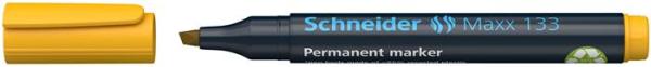 Permanentný popisovač, 1-4 mm, zrezaný hrot, SCHNEIDER "Maxx 133", žltý 2