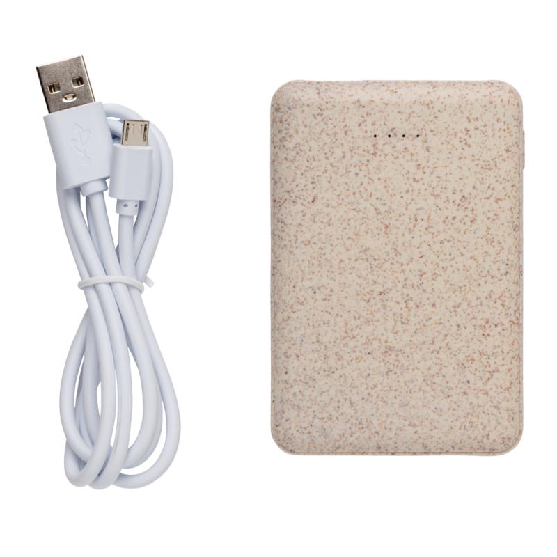 Vrecková powerbanka 5 000 mAh z pšeničnej slamy khaki 4