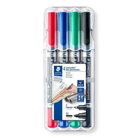 Permanentný popisovač, sada, F/M, 0,6/1,5 mm, kužeľový hrot, s 2 hrotmi, STAEDTLER "Lumoco