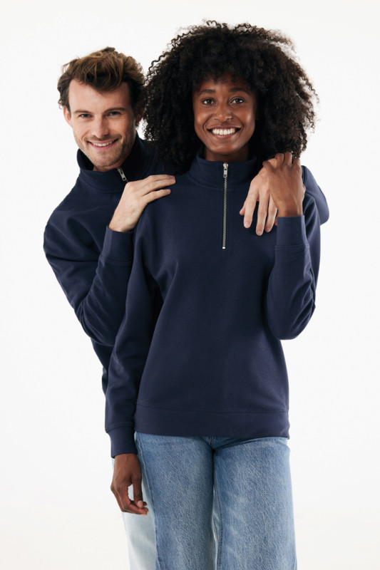 IQONIQ Elgon sveter s krátkym zipsom z recyklovanej bavlny námornícka modrá XXXL 15