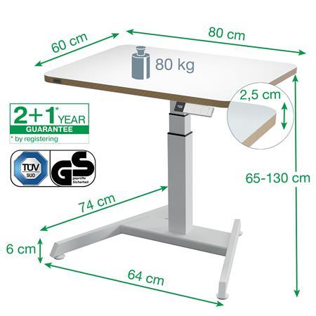 Výškovo nastaviteľný malý elektrický stôl, LEITZ "Ergo" 8