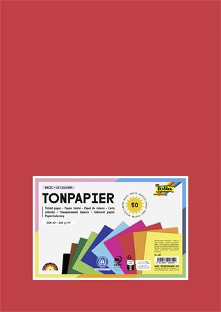 Farebný papier, A3, 130 g, 10x5 listov, FOLIA, rôzne farby