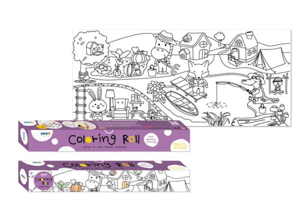Omaľovávanka v kotúči, samolepiaca, 31x355 cm, STICK N, veselá dedina 2