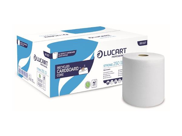 Papierové utierky, kotúčové, 1-vrstvové, LUCART "Strong 250 ID", snehobiele 1