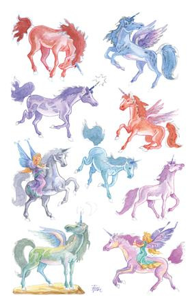 Nálepky, papier, 1 hárok,, 76x120 mm, AVERY ZWECKFORM, "Z-Design No.53148", jednorožce 2