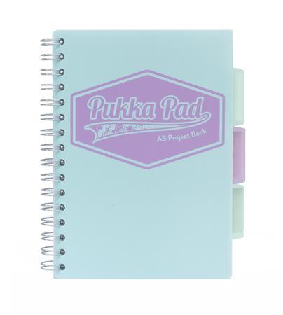 Špirálový zošit, A5, linajkový, 100 strán, PUKKA PAD "Pastel project book", rôzne farby 3