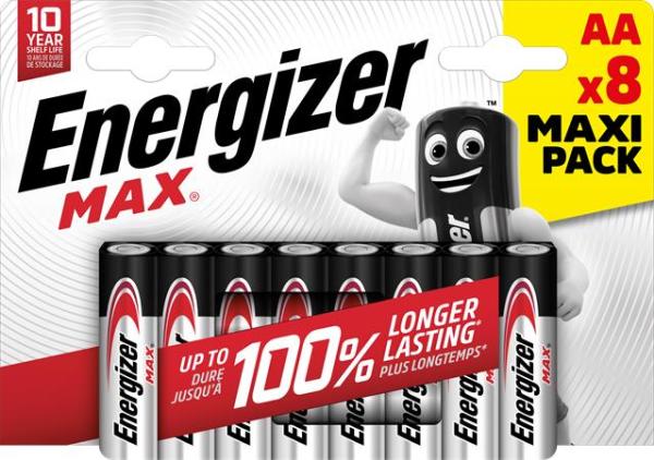 Batéria, AA tužková, 8 ks, ENERGIZER "Max" 1