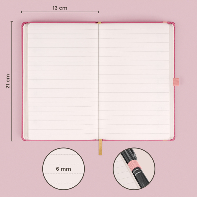 NOTIQUE Pracovný notes Ružový, linajkovaný, 13 x 21 cm 1