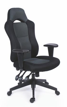 Manažérska stolička, čierne/sivé čalúnenie, čierny podstavec, MAYAH "Racer Plus" 1