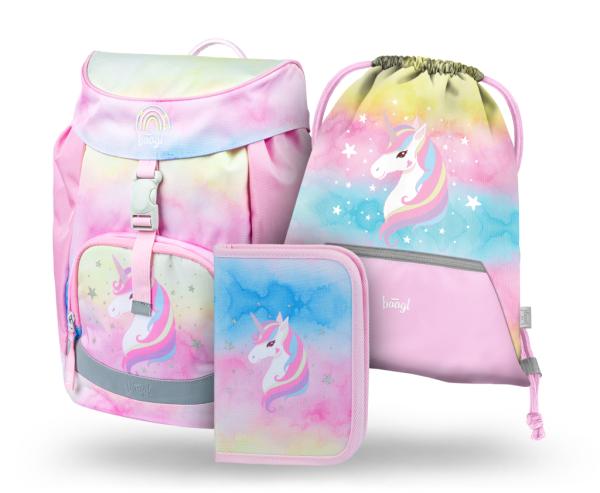 BAAGL SADA 3 Airy Rainbow Unicorn: atkovka, peračník, vrecko