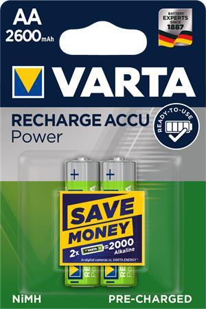 Nabíjateľná batéria, tužková AA, 2x2600 mAh, prednabitá, VARTA "Professional Accu"