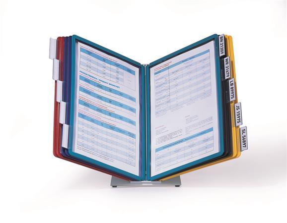 Držiak, stolový, s 10 panelmi, DURABLE "VARIO® 10", mix farieb 2