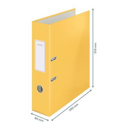 Pákový šanón, 80 mm, A4, kartón, 180°, LEITZ "Cosy Soft Touch", matná žltá 4