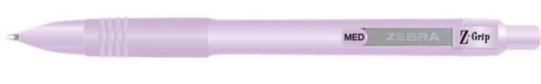 Guľôčkové pero, 0,27 mm, stláčací mechanizmus, fialové telo pera, ZEBRA "Z-Grip Pastel", m 1