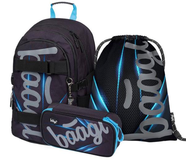 BAAGL SET 3 Skate Bluelight: batoh, penál, sáček