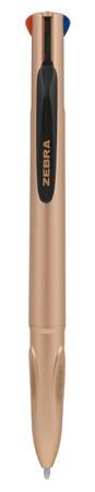 Guľôčkové pero, 0,37 mm, stláčací mechanizmus, 4-farebné, ZEBRA "Smooth", rose gold 1