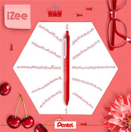 Guľôčkové pero, 0,35 mm, stláčací mechanizmus, PENTEL "iZee", červená 2