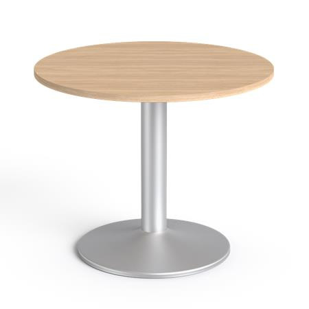 Konferenčný stolík, okruhlý, so sivou kovovou nohou, O 90 cm, MAYAH "Freedom SV-58", dub 1