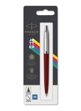 Guľôčkové pero, 0,7 mm, strieborný klip, červené telo pera, PARKER, "Royal Jotter Original 2