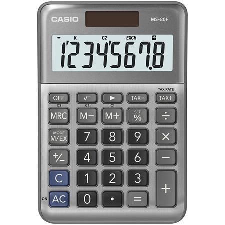 Kalkulačka, stolová, 8 miestny displej, CASIO "MS-80 F", sivá 1