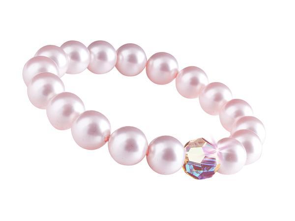 Náramok, z ružových SWAROVSKI® korálok, s dúhovo bielym krištáľom, 10 mm, ART CRYSTELLA® M 1