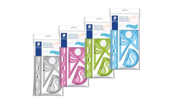 Pravítko, sada, plastové, ohybné, 4 ks, STAEDTLER "Ultraflex", mix farieb