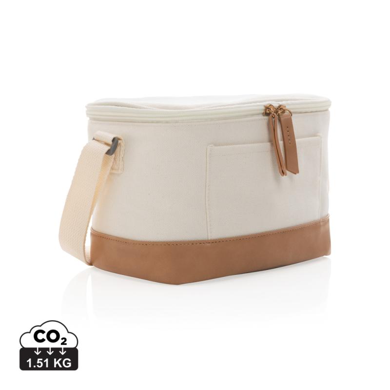 Malá chladiaca taška Impact z 16 oz. recykl. canvas AWARE™ off white