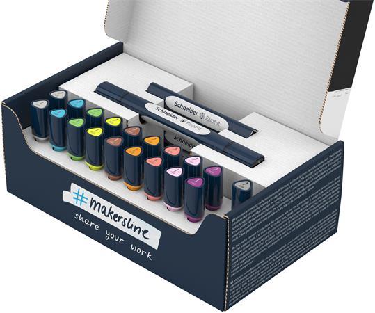 Popisovač, obojstranný, 27-kusová sada, SCHNEIDER „Paint-It 040 Twin marker Set 2”, 10 rôz