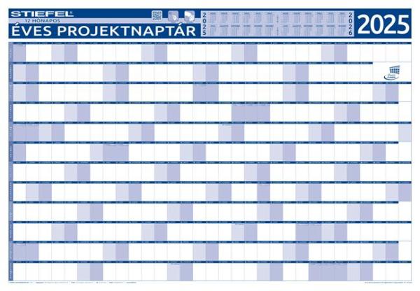 STIEFEL Ročný plánovací a projektový kalendár, dvojstranný, kovová lišta, 70x100 cm, rok 2024 (HU) 2