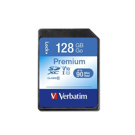 Pamäťová karta, SDXC, 128GB, CL10/U1, 90/10 MB/s, VERBATIM "Premium" 2