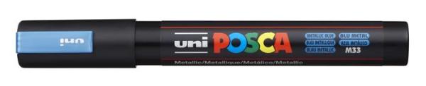 Dekoračný popisovač, 1,8-2,5 mm, UNI "Posca PC-5M", metalická modrá