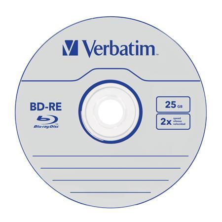 BD-RE BluRay disk, prepisovateľný, 25GB, 1-2x, 1 ks, klasický obal, VERBATIM 2